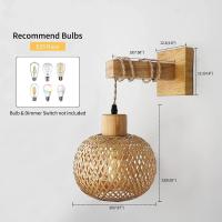Lámpara De Pared De Bambú Natural Tejido a Mano E27 Lámpara De Techo De Cesta De Rattan Decoración De Habitación Luz De Fijación En La Pared - details 3
