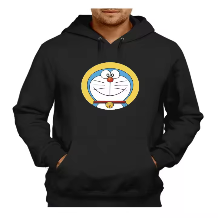 SUDADERA NEGRA CON CAPUCHA GATO AZUL SERIE NIÑOS ANIME DIBUJOS adulto poliester algodón sweatshirt doraemon novita cosmico super guerrero sagaandroides - 1