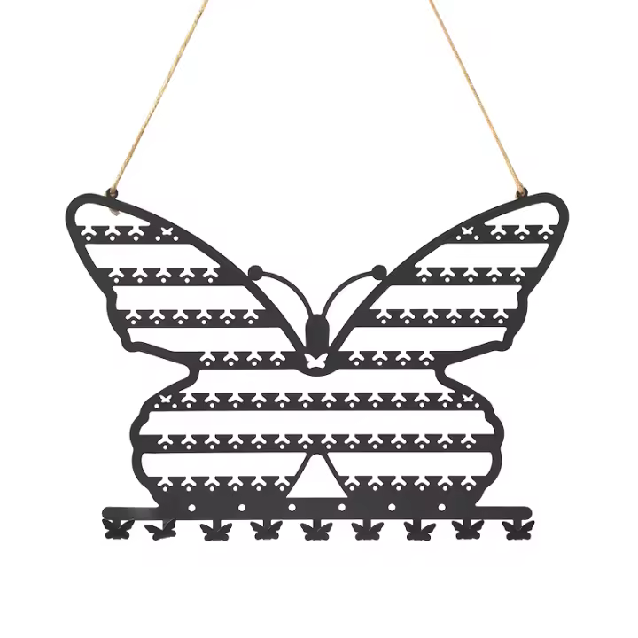 Gancho Para Joyas En Forma De Mariposa Pared Montado Para Colgantes Aretes Pulseras Almacenamiento Y Exhibición Negro - 1