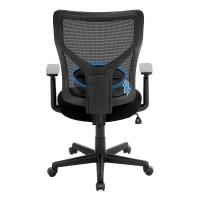 Silla de oficina ergonómica giratoria de malla con mecanismo de inclinación, apoyo lumbar y apoyabrazos ajustables, capacidad de carga de 120 kg, en negro - details 1