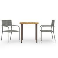 vidaXL Juego de comedor de jardín 3 pzas ratán sintético en color Gris/Negro - details 0