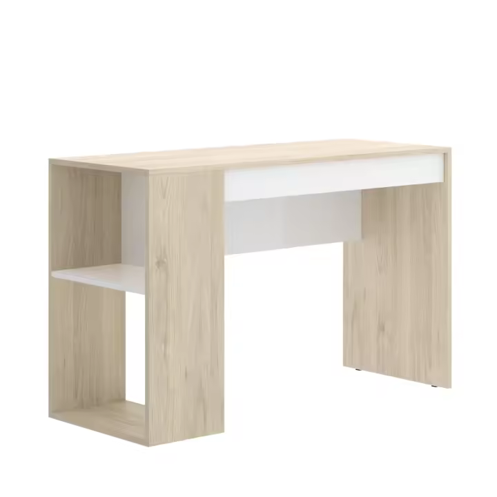 Escritorio con Estante y Cajón Teo Natural/Blanco 74x115x50 cm | Escritorio Funcional Fabricado en España - Materiales alta calidad - Somnia Descanso - 1