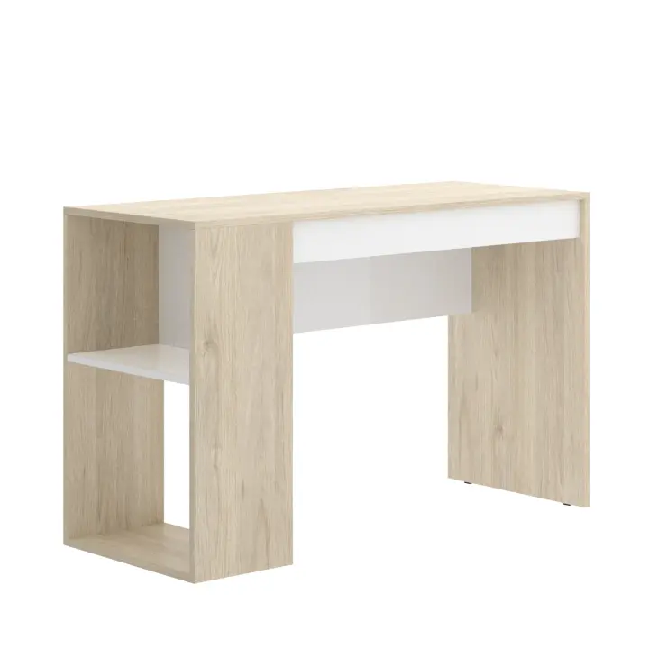 Escritorio con Estante y Cajón Teo Natural/Blanco 74x115x50 cm | Escritorio Funcional Fabricado en España - Materiales alta calidad - Somnia Descanso - 1