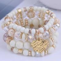 4pcs/set Pulseras Boho Para Mujer Con Cuentas De Cristal Forma De Corazón Y Letras Bangles Elásticos Joyería De Yoga Regalos - details 4