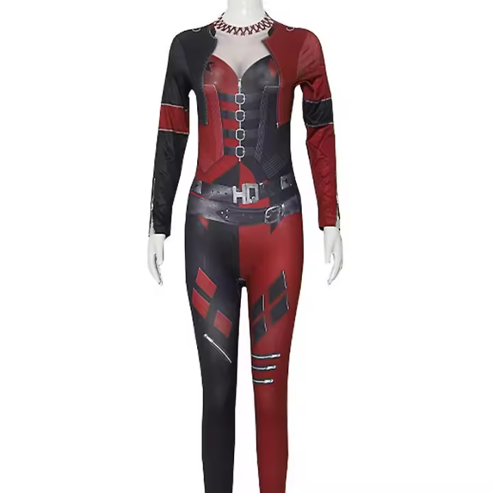 Disfraz de Harley Quinn para fiesta de Halloween, mono elástico para niña y mujer - 1