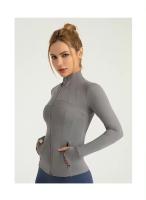 MOV-Chaqueta de fitness empalmada, Bolso elástico transpirable, chaqueta de yoga Deportiva para Corver y Cycling,Chaqueta de ropa de yoga deportiva de carrera, manga larga con cuello alto delgado, ropa de gimnasia deportiva - details 15