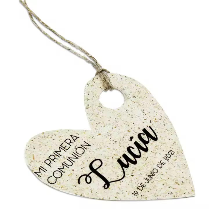 Etiquetas Personalizadas Comunión Corazón | 100 Unidades | Detalles Personalizados de Regalo | Diseño Exclusivo para Packaging Elegantemente Presentado - 1