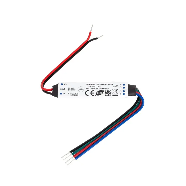 Ledkia Controlador Regulador Mini Tira LED RGB 12/24V DC Compatible con Mando RF  RGB - 1