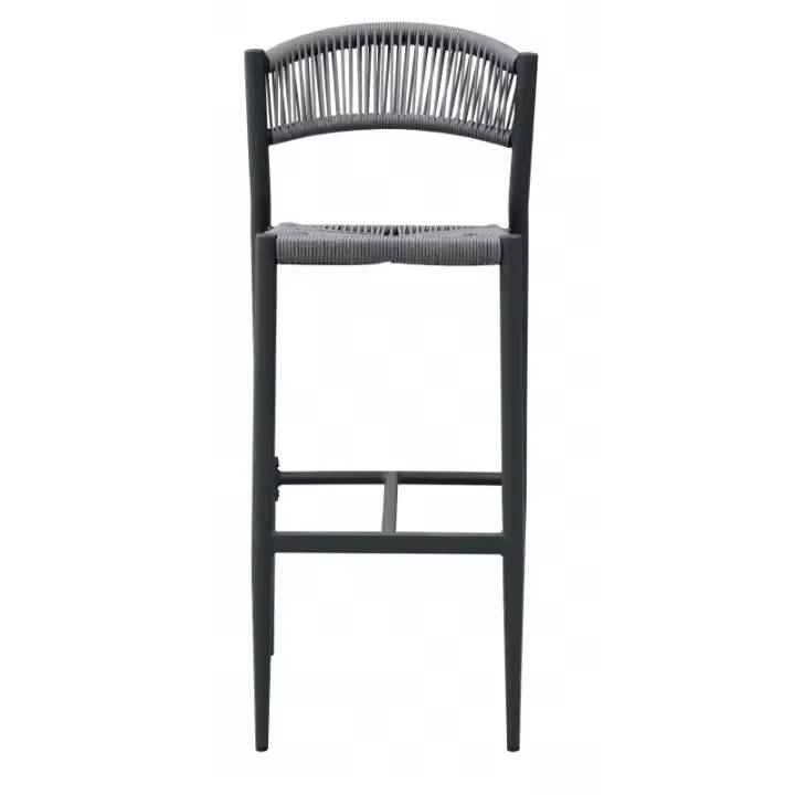 Juego De 2 Taburetes Milan Contract Aluminio Gris Y Gris Cuerda Moia - 1
