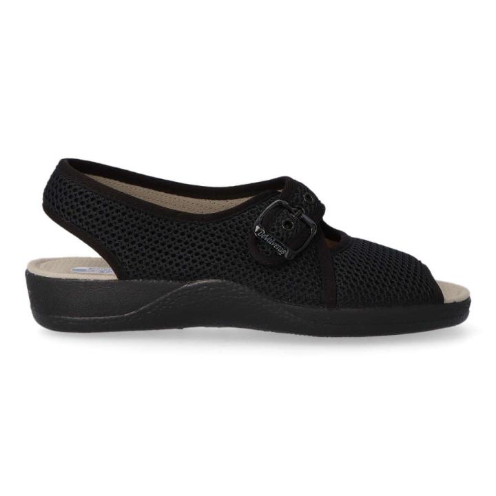 DeValverde - Zapatillas de casa VAL 1185 NEGRO para mujer con suela antideslizante de caucho natural, plantilla de espuma látex y tejido transpirable
