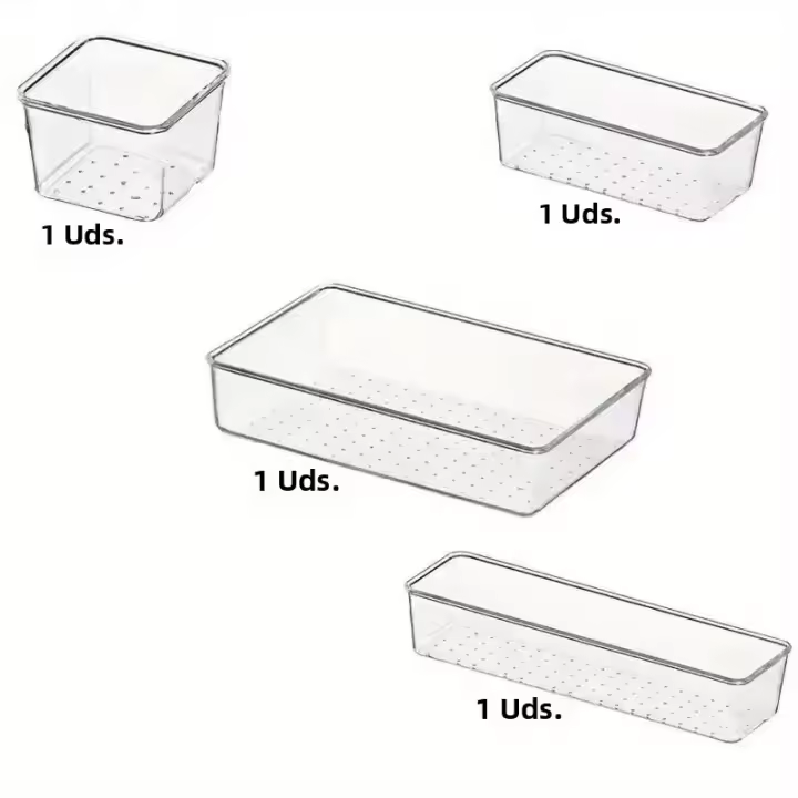 Organizadores De Cajones Transparentes De Plástico Para Dormitorio Escritorio Almacenamiento De Joyería Maquillaje Y Cocina Set De 8/13/25 Piezas - 1