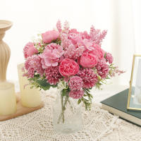 Bouquet De Flores Artificiales En Blanco Peonia Rosa Seda Para Boda Decoración De Hogar Jardín Navidad Otoño Flores Falsas Económicas - details 4