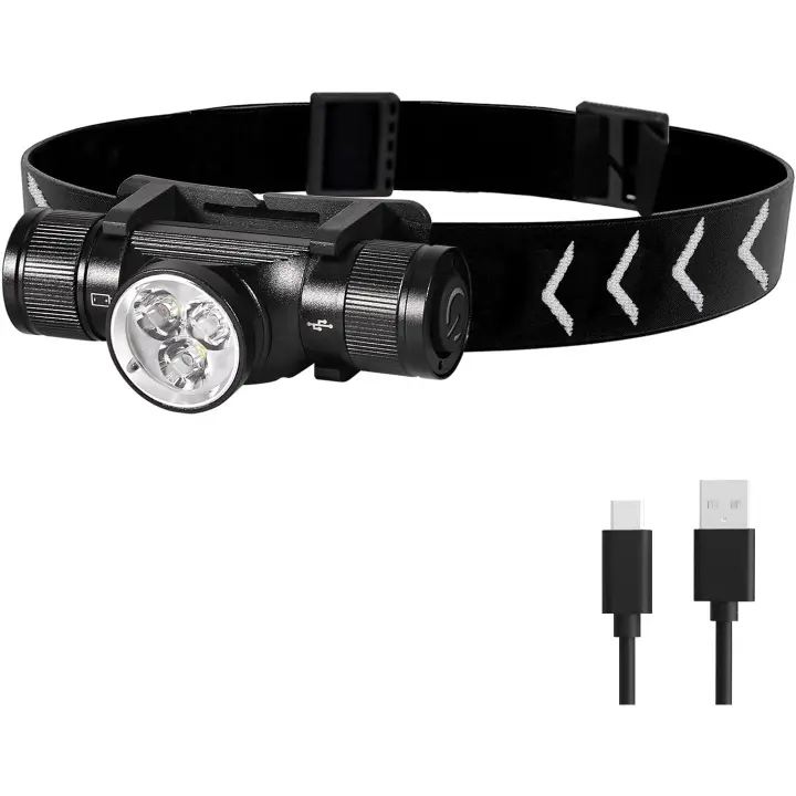 Linterna frontal H330, linterna frontal LED recargable de 1500 lúmenes, linterna frontal impermeable IP66, 5 modos de iluminación para ciclismo, acampada, senderismo y bricolaje [Clase energética A+++] - 1
