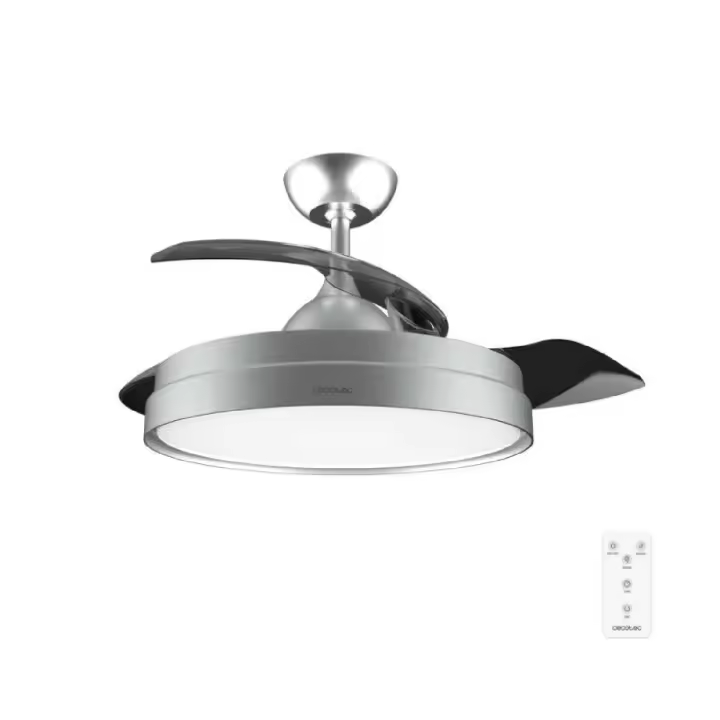 Cecotec Ventilador de Techo con Luz Energysilence Aero 4300 Invisible Steel. 35W, 6 Velocidades, Aspas Retráctiles - 1