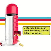 Botella De Agua Portátil Con Caja De Medicamentos Integrada Para Deporte Gimnasio Camping Y Viajes 501ml-600ml - details 8