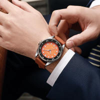 Reloj De Cuarzo Para Hombre Estilo Casual Y Moda Correa De Cuero PU Resistentes Al Agua Profunda Sin Empaque Aluminio Material De La Caja - details 2