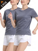 2Pcs Camiseta Deportiva Ligera Y Secado Rápido Para Mujer Color Sólido Transpirable Para Entrenamiento Fitness Running Gym - details 5