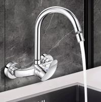Grifo De Cocina De Pared Con Agua Caliente Y Fría Grifo Mezclador De Cobre Para Lavabo Lavandería Balcón Valvula De Agua Universal - details 0