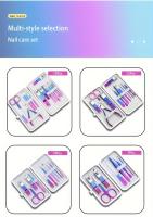Juego De Uñas Gradient Azul-Rosa 7-15 Piezas Cortauñas De Alta Calidad Kit De Manicura Y Pedicura Con Herramientas De Acero Inoxidable En Estuche - details 1