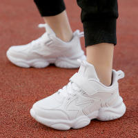 Zapatillas Blancas Para Niños Y Niñas Deportivas Casuales Transpirables Con Cordones Antideslizantes Todoterreno Talla 27-40 - details 0