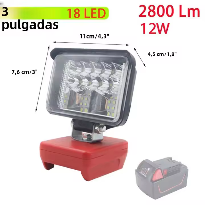 Luz De Trabajo LED Para Coche 18LED Torcha Eléctrica Con Banco De Energía USB Para Baterías Milwaukee M18 18V 2800LM 12W Luz De Emergencia Para Camping - 1