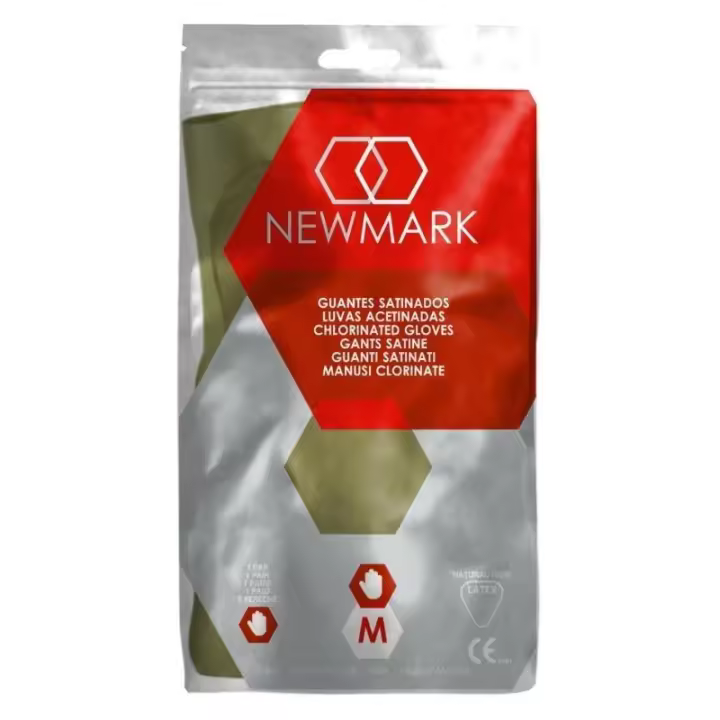 Guante de Menaje Satinado New Mark Talla Mediana - Látex 100% Natural - 1