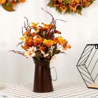 Flores Artificiales de otoño con Cubo, Diseño de Hojas de Seda europeas. - details 1