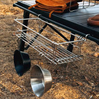 Bandeja De Almacenamiento Para Mesa De Camping Con Soporte Lateral Y Agujeros Para Drenaje En Acero Inoxidable 201 Para Picnics Al Aire Libre Y Viajes - details 2