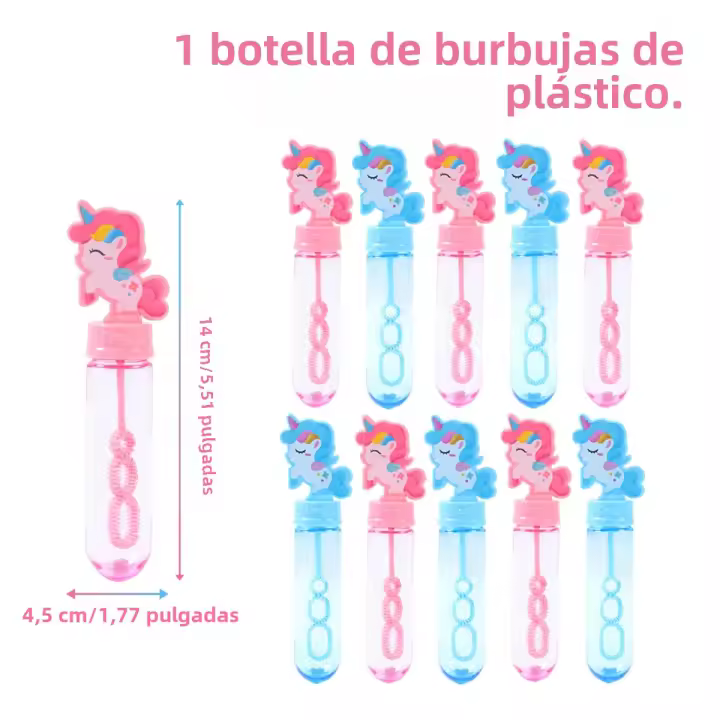 Botella De Jabón Con Tubo De Burbujas De Unicornio Azul Y Rosa Decoración Para Fiesta De Cumpleaños De Niños Regalos Para Invitados De Baile De Quinceañera Y Showers De Bebés - 1