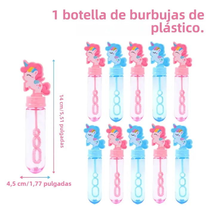 Botella De Jabón Con Tubo De Burbujas De Unicornio Azul Y Rosa Decoración Para Fiesta De Cumpleaños De Niños Regalos Para Invitados De Baile De Quinceañera Y Showers De Bebés - 1