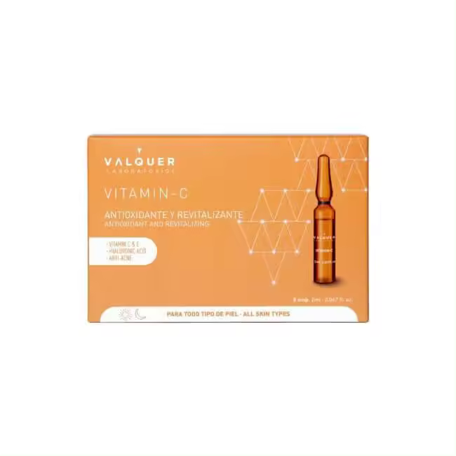 Ampollas Suero Vitamina C - 5 x 2 ml - Valquer Laboratorios - Combinación óptima de vitamina C, E y ácido hialurónico que ayuda a preservar el aspecto natural y juvenil de la piel, y a protegerla de los radicales libres . - 1