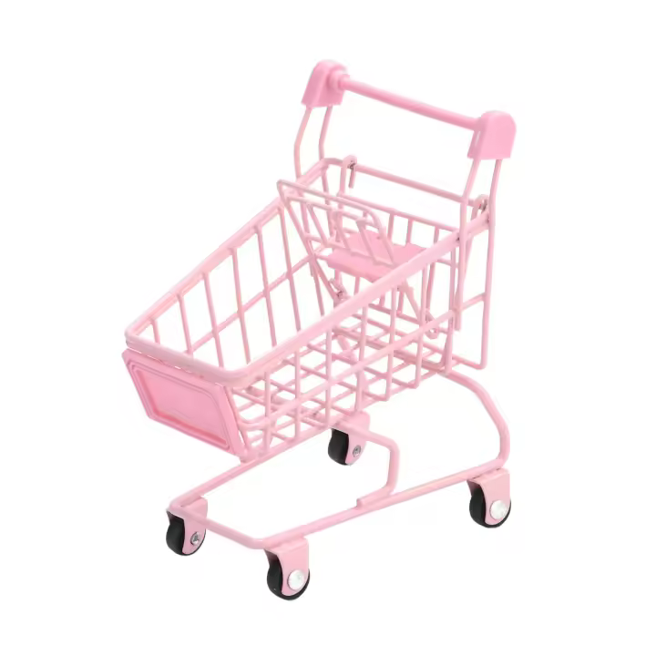 Carrito De Compras Miniatura Para Juguete Casa De Muñecas Almacenamiento De Muebles Y Accesorios Para Oficina Y Hogar Material Metálico Decoración De Escritorio Regalo Para Niñas - 1