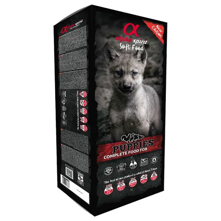 Alpha Spirit Complete Puppies  9 kg :45x200gr  Comida semihúmeda hipoalergénica para cachorros, sin cereales ni gluten y con gran sabor. Preparada con abundante carne y pescado frescos mediante cuidadoso proceso de elaboración. Sin aromas químicos - 1