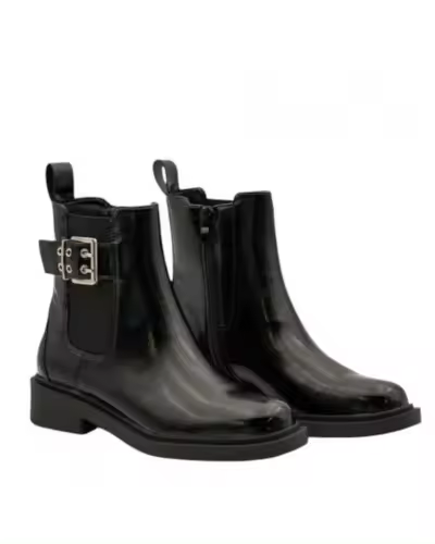 Botín Plano Buonarotti con Cremallera de Charol, Estilo Clásico y Moderno para Mujeres Fashion - 1