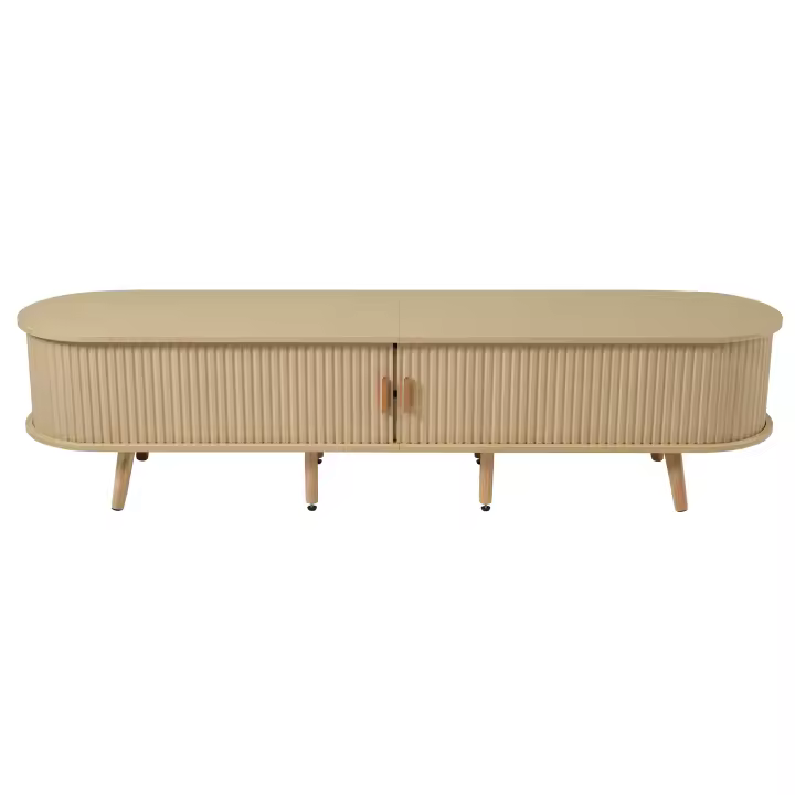 Muela TV Salón con Almacén + Mesa Redonda MDF Grano de Madera 2 cajas, capacidad de carga 30KG Dimensiones 175x40x42cm - 1