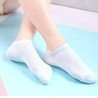Calcetines Cortos De Algodón Para Mujer 5 Pares Color Sólido Cómodos Casual Primavera Verano Otoño Talla Unica Paquete De 5 - details 5
