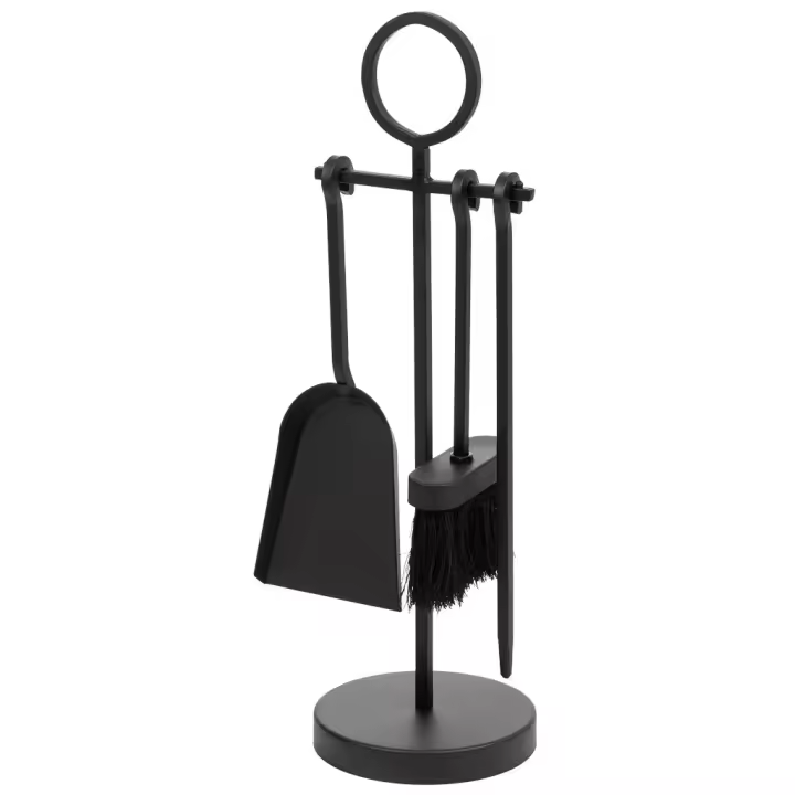 WANDERLUST DECO Set 4 herramientas de metal para la chimenea de metal negras. No viene montado.Tiene 2 puertas - 1