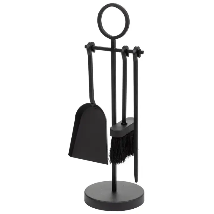 WANDERLUST DECO Set 4 herramientas de metal para la chimenea de metal negras. No viene montado.Tiene 2 puertas - 1