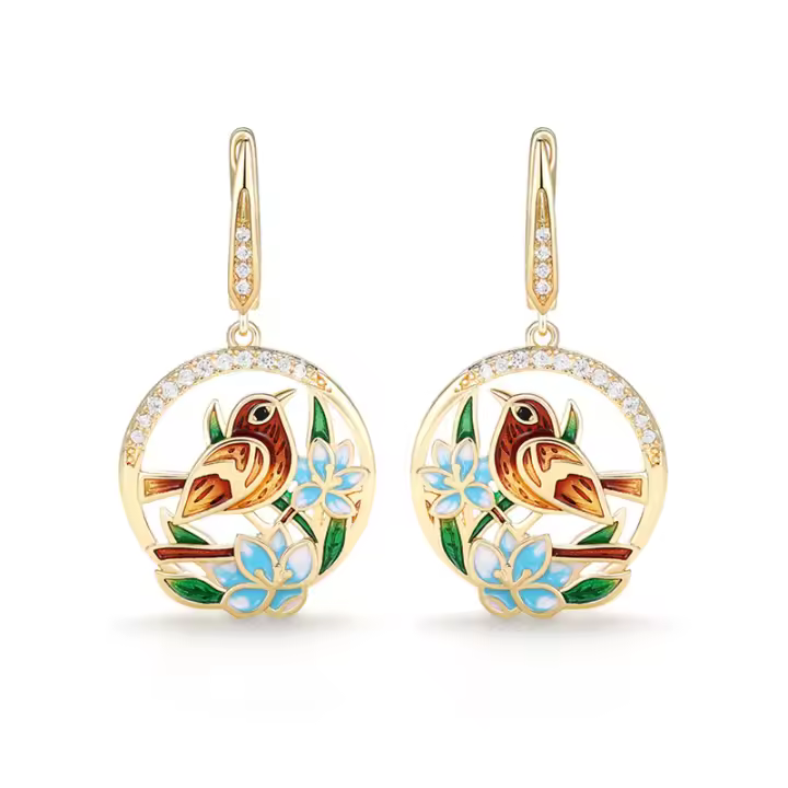 Pendientes Colgantes De Diseño De Pájaro Esmalte Huitan Para Mujer Joyería De Moda Nueva 2022 Tendencia Boda Creativa - 1