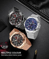 Reloj De Pulsera De Lujo Para Hombre LIGE Con Cinta De Malla Resistente Al Agua Y Luz Cósmica Cronógrafo De Moda Y Negocios - details 12