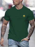 Camiseta De Algodón 100% Para Hombre Verano Estampado De Corona KING Cuello Redondo Manga Corta Casual Cómoda Transpirable - details 3