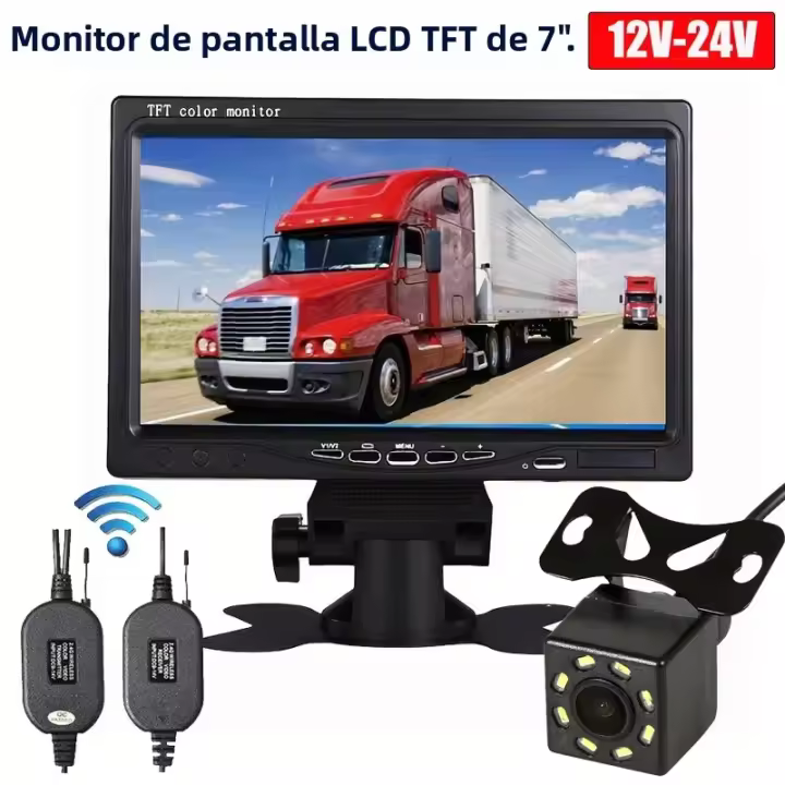 Monitor De Coche Sin Cable Con Pantalla TFT LCD De 7 Pulgadas Para Visión Trasera Y Reversa Cámara De Seguridad Vehicular Display Para TV De Coche - 1