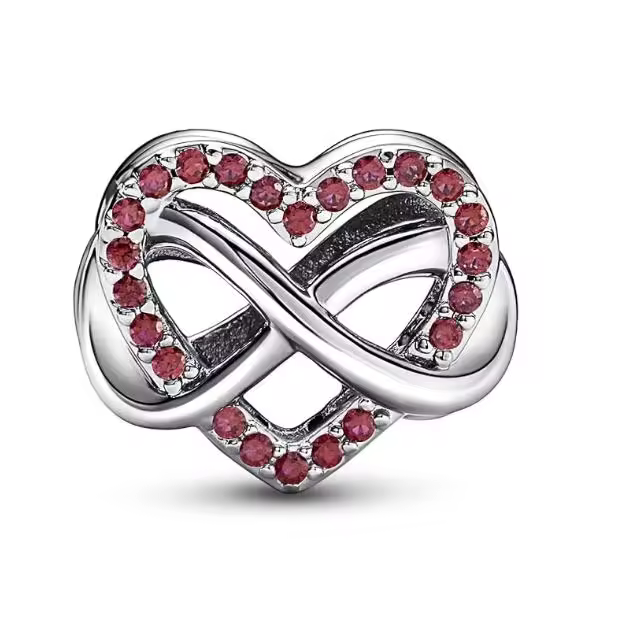 Pandora Family Infinity Charm Corazón Rojo-Pulseras Momentos Compatibles-Joyas para Mujeres-Gift para Mujeres en Su Vida-Hecho with Plata de Ley y Zirconia Cúbica, Viene con el embalaje de Caja de regalo original. - 1