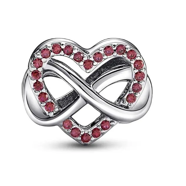 Pandora Family Infinity Charm Corazón Rojo-Pulseras Momentos Compatibles-Joyas para Mujeres-Gift para Mujeres en Su Vida-Hecho with Plata de Ley y Zirconia Cúbica, Viene con el embalaje de Caja de regalo original. - 1