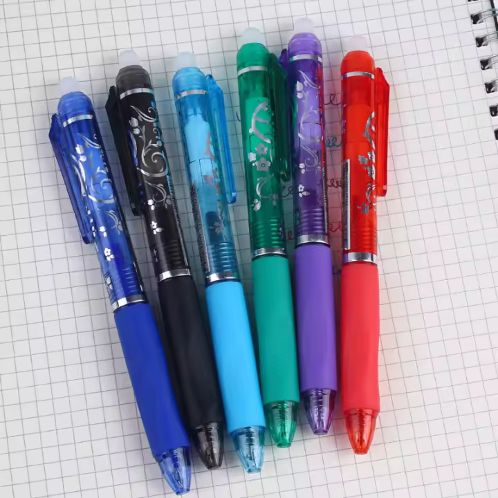 Pack De 6 Rotuladores Gel Kawaii Erasables Retráctiles Y Recargables 0.5mm Tinta De Colores Variados Punta ST Para Oficina Y Escuela - 1