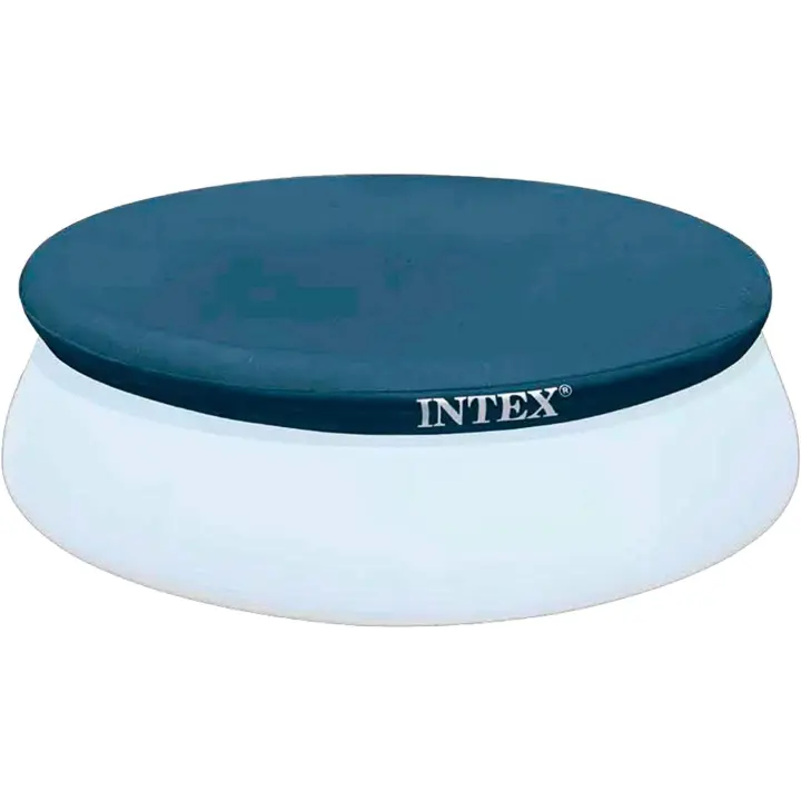 Intex 28020 Easy Pool Cover, PVC, Blue, Tamaño del cobertor 221 cm para piscinas que midan en la parte inferior 244 cm - 1