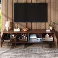 Mueble TV, Mueble Bajo with Textura Tallada, Mueble TV with tira de Luz LED y Puerta de Cristal Templado - details 2