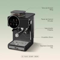 Máquina de café superautomática con Molinillo Integrado 20 Bar 1350W, Cafetera con Tolva de Granos 100g, Depósito 1.8L, Portafiltro 51mm, Vaporizador de Leche, Espresso Frío y Caliente, Cappuccino, Doble Espresso, Don Feliz - details 2