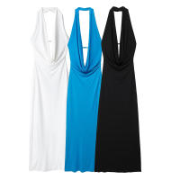 Vestido Midi De Encaje Sin Espalda Estilo Vintage Para Mujer Willshela Con Cuello Halter Y Decoración De Lazos Vestido Chic Femenino - details 1