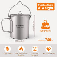 Juego De Cocina Ultraligero De Titanio Tomshoo 3 PCS Con Olla De 750ml Taza De Agua De 450ml Y Cuchara Plegable Para Camping Y Excursiones Al Aire Libre - details 7